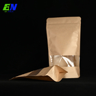 support biodégradable simple d'actions de 100g 250g 500g 1kg vers le haut de sac de papier de Brown emballage avec la tirette